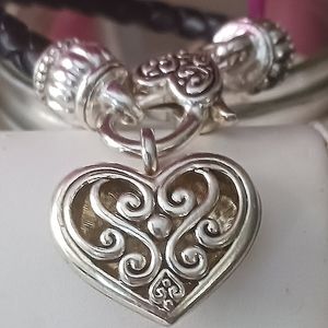 Brighton Leather Heart Charm Bracelet